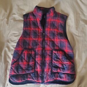 Women's Red and Navy Plaid Vest